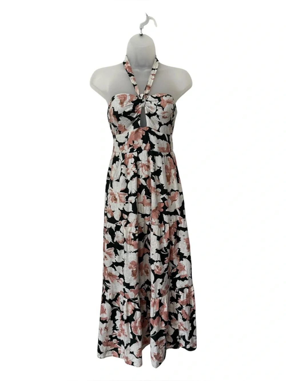 ABERCROMBIE | Knotted Floral Linen Blend Halter Maxi Dress, Size XS Petite